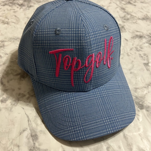 Top Golf Light Blue Preppy Plaid Sporty Athletic Graphic Golf Cap Hat NWoT  H - Picture 3 of 9